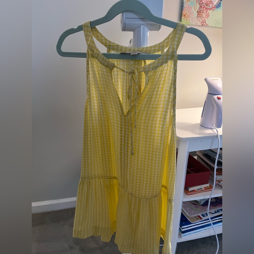 LOFT yellow checked summer top sleeveless